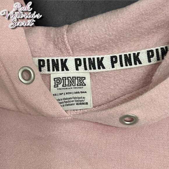 Preowned Victoria’s Secret PINK Long Sleeve Pull Over crop hoodie sweatshirt XS - Picture 3 of 6